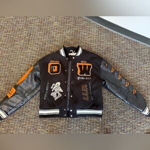 Off-White Black and Orange Letterman Jacket